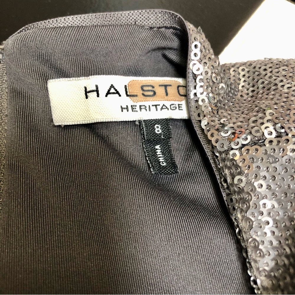 Halston Heritage Sequin Cut Outs Mini Dress Antique Silver Sequins Bodycon sz 8 - Picture 14 of 16